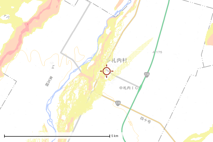 中央区周辺のハザード重ね図