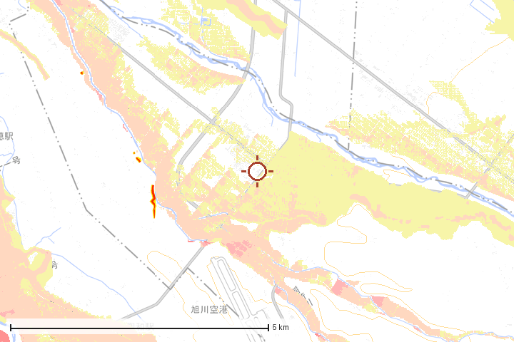 東区周辺のハザード重ね図