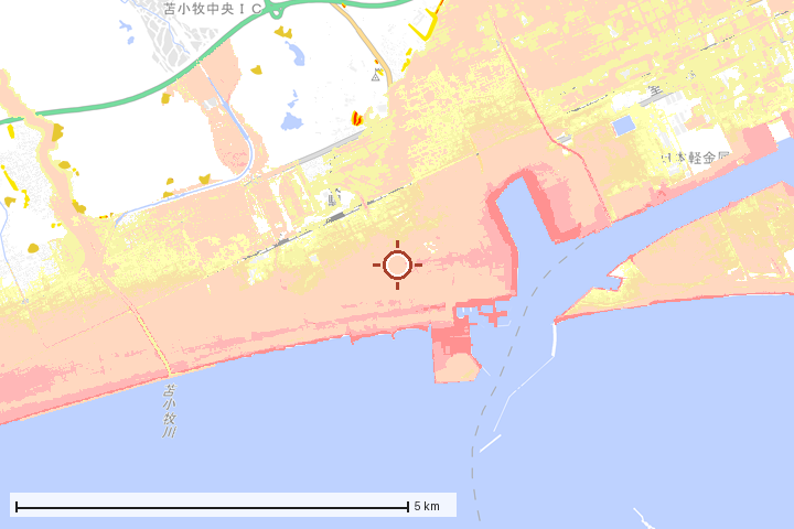 苫小牧市周辺のハザード重ね図