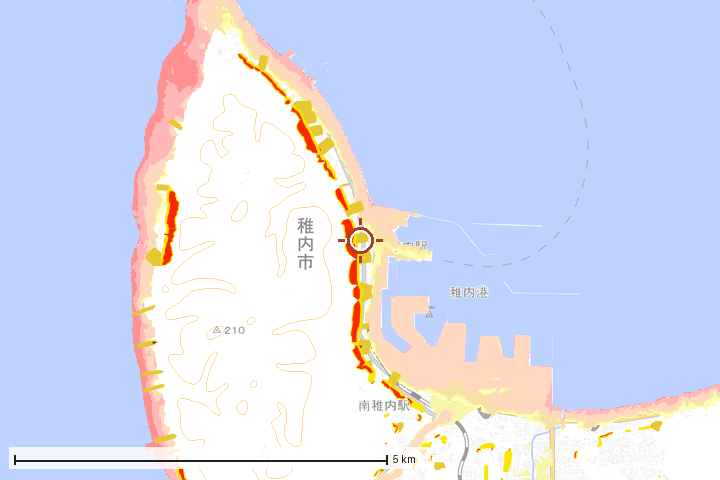 稚内市周辺のハザード重ね図