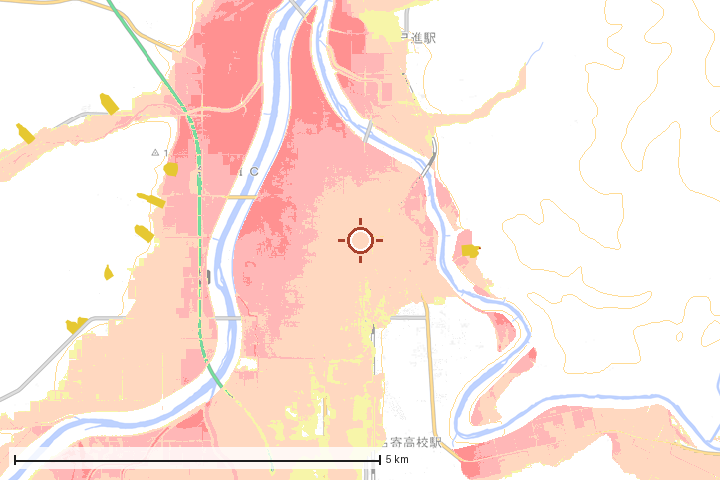 名寄市周辺のハザード重ね図