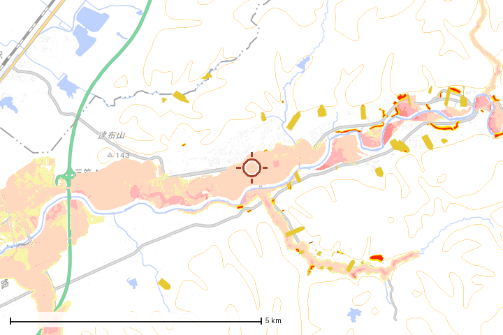 三笠市周辺のハザード重ね図