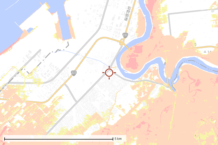 石狩市周辺のハザード重ね図