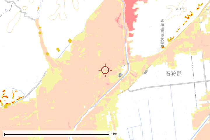 当別町周辺のハザード重ね図
