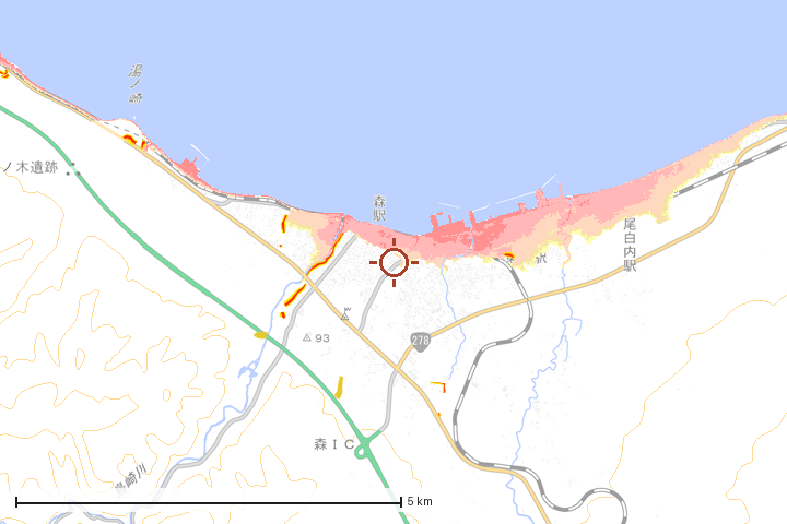 森町周辺のハザード重ね図