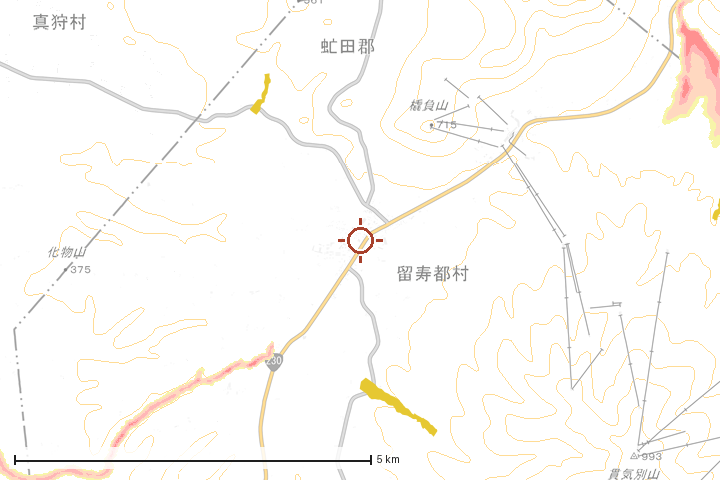 留寿都村周辺のハザード重ね図