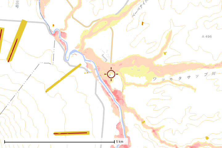 京極町周辺のハザード重ね図