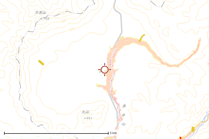 赤井川村周辺のハザード重ね図