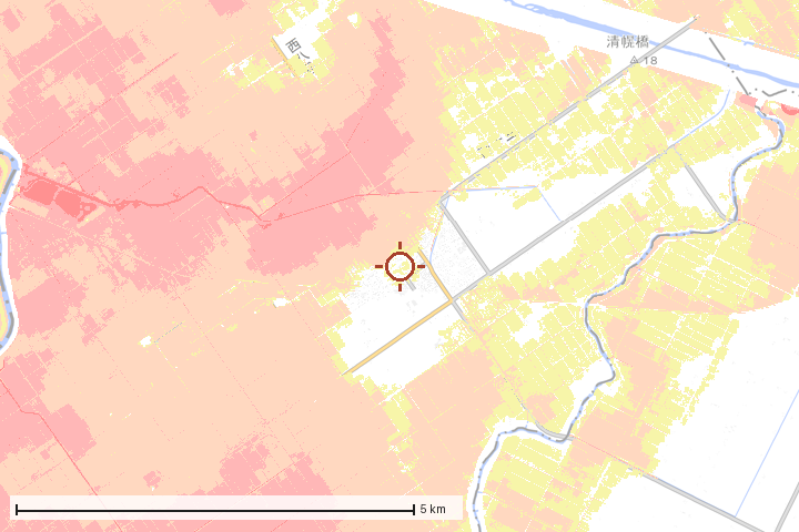 南幌町周辺のハザード重ね図