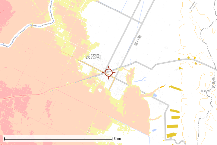 長沼町周辺のハザード重ね図