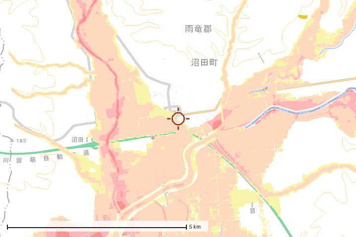 沼田町周辺のハザード重ね図