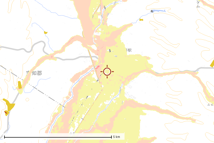 上富良野町周辺のハザード重ね図