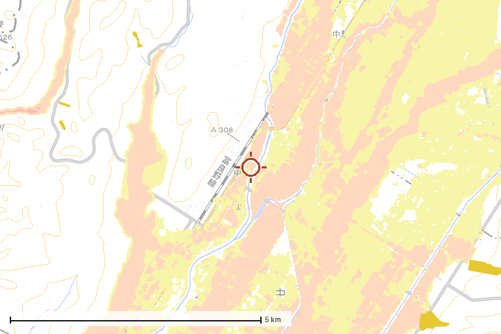 中富良野町周辺のハザード重ね図