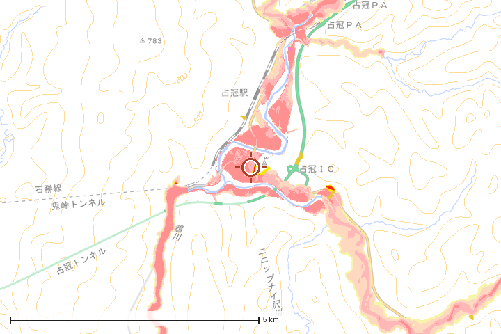 占冠村周辺のハザード重ね図