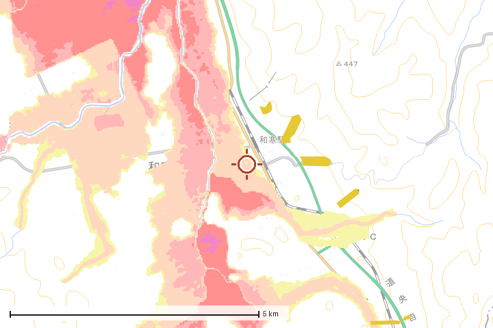 和寒町周辺のハザード重ね図