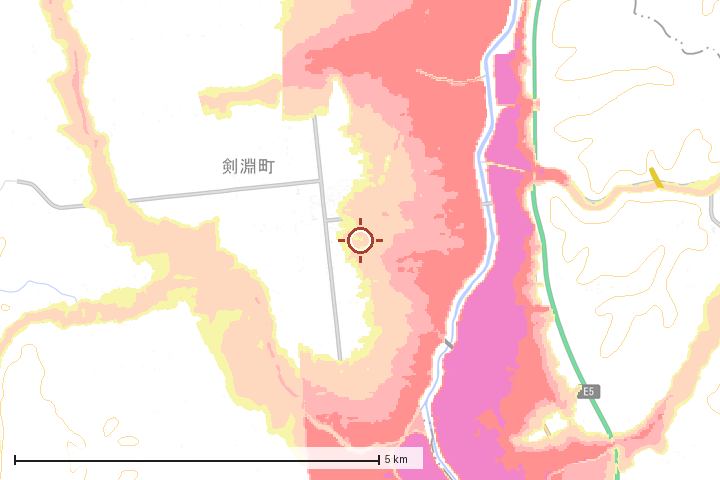 剣淵町周辺のハザード重ね図