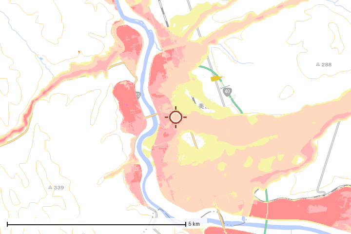 美深町周辺のハザード重ね図