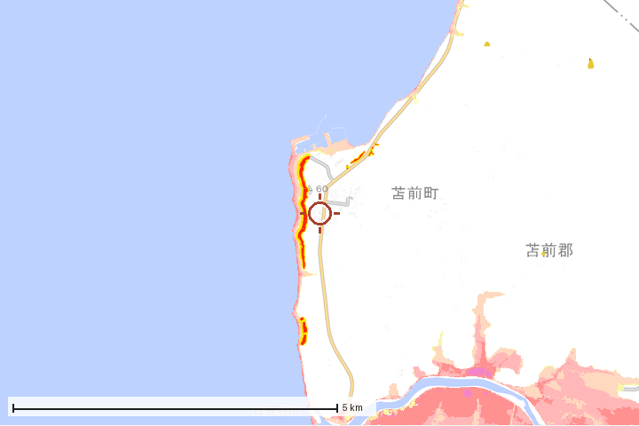 苫前町周辺のハザード重ね図