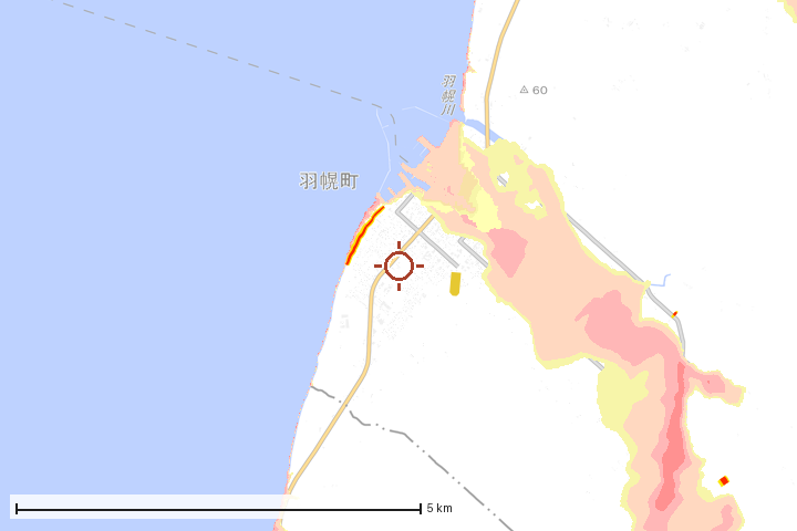 羽幌町周辺のハザード重ね図