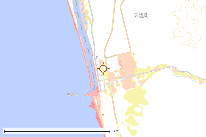 天塩町周辺のハザード重ね図