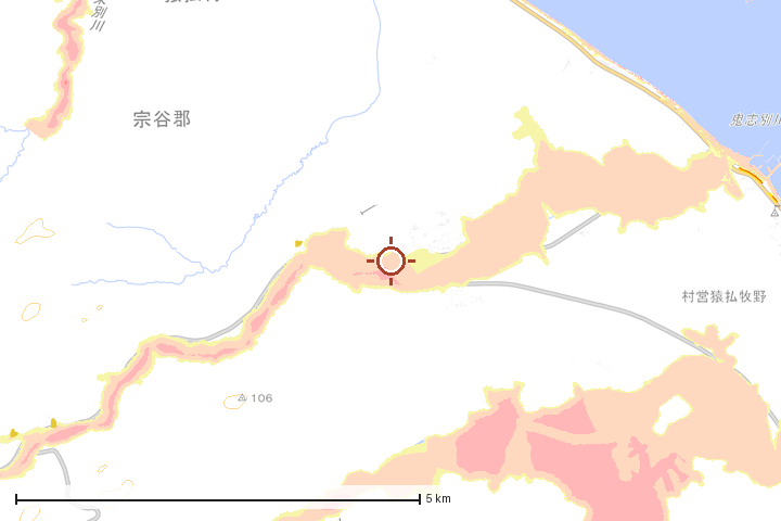 猿払村周辺のハザード重ね図