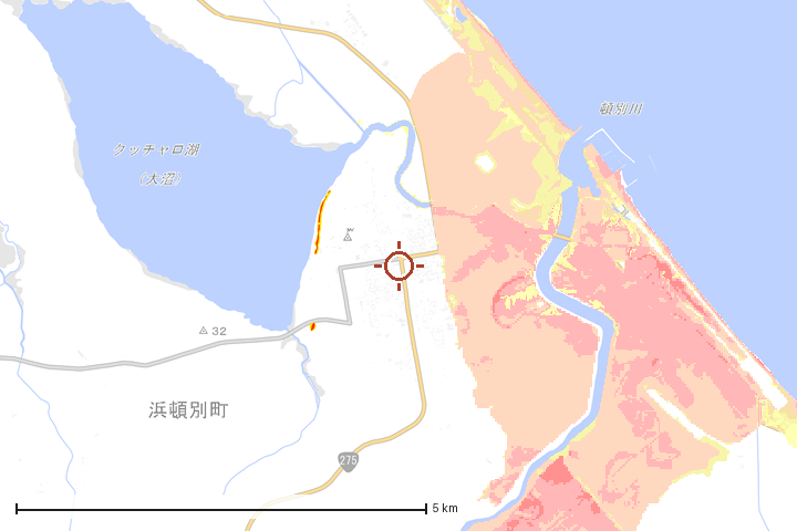 浜頓別町周辺のハザード重ね図
