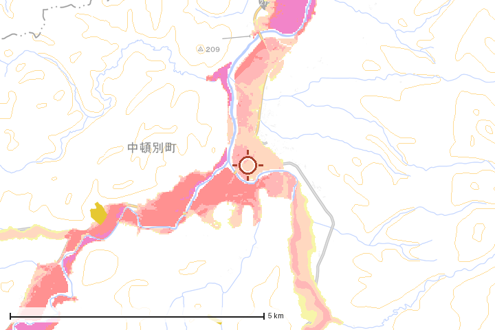 中頓別町周辺のハザード重ね図