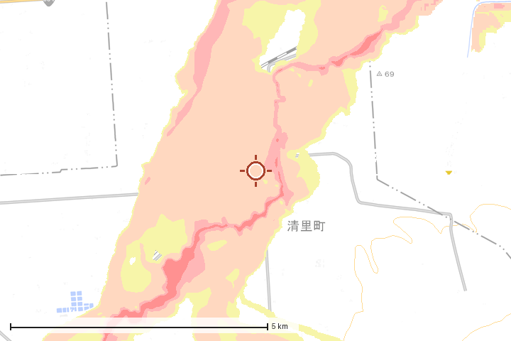 清里町周辺のハザード重ね図