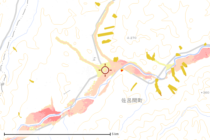 佐呂間町周辺のハザード重ね図