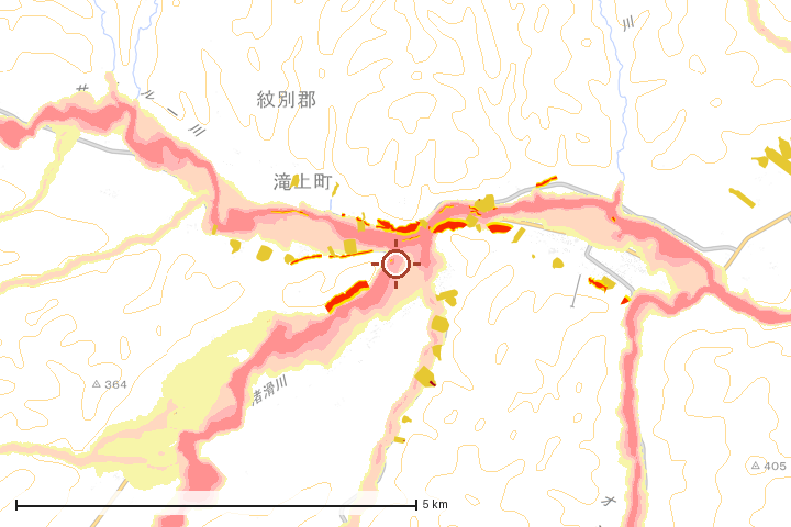滝上町周辺のハザード重ね図