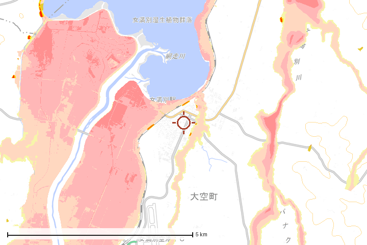 大空町周辺のハザード重ね図