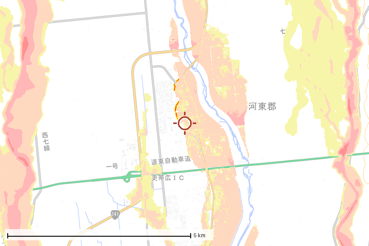 音更町周辺のハザード重ね図