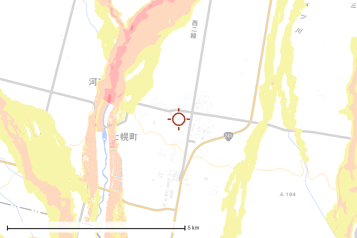 士幌町周辺のハザード重ね図