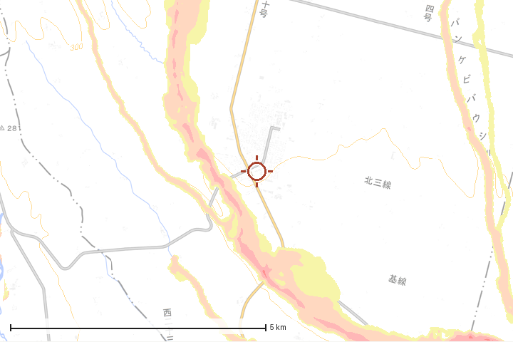 鹿追町周辺のハザード重ね図