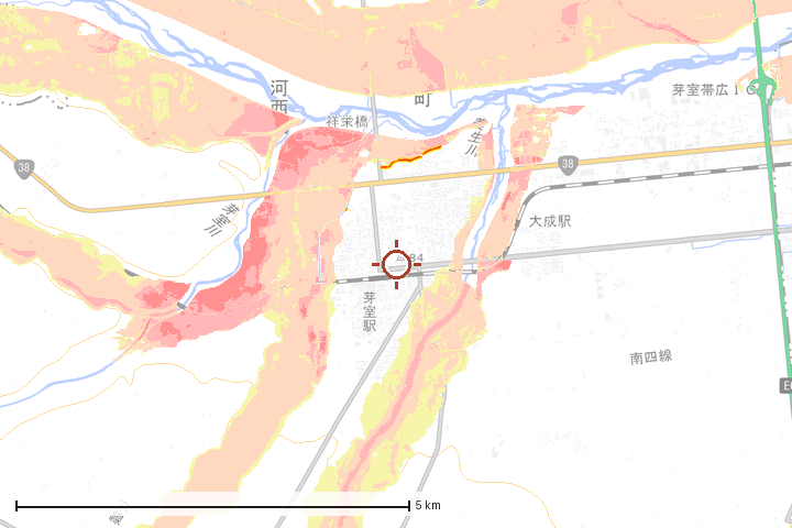芽室町周辺のハザード重ね図