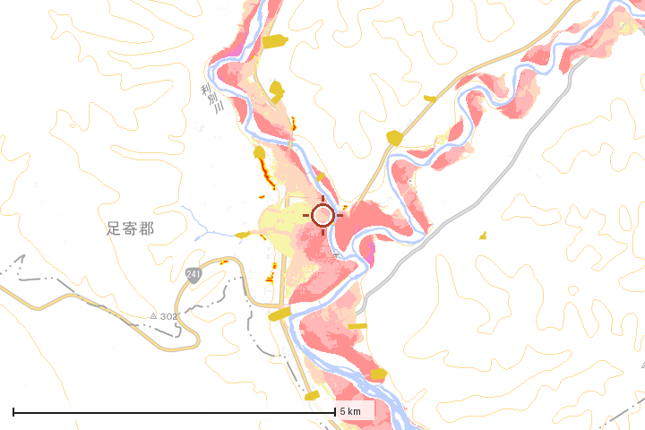 足寄町周辺のハザード重ね図