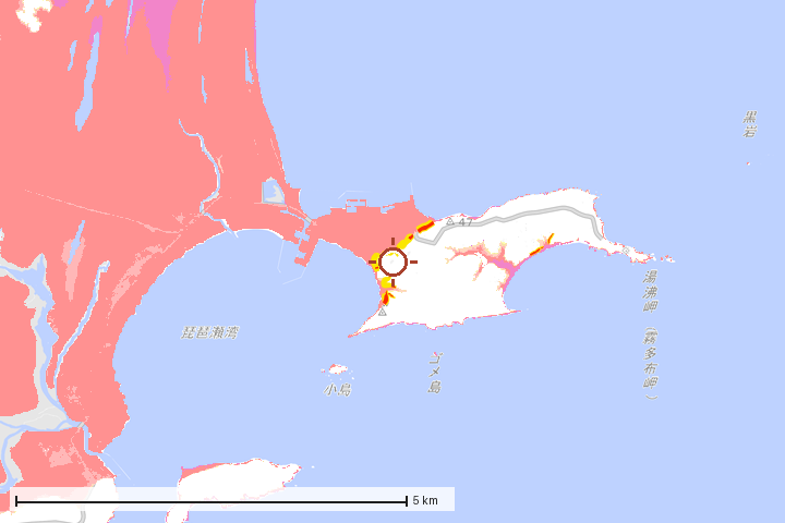 浜中町周辺のハザード重ね図
