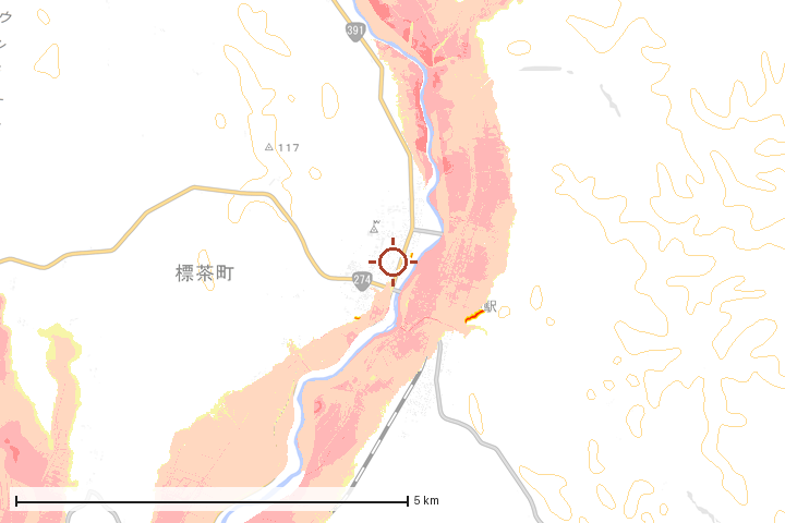 標茶町周辺のハザード重ね図