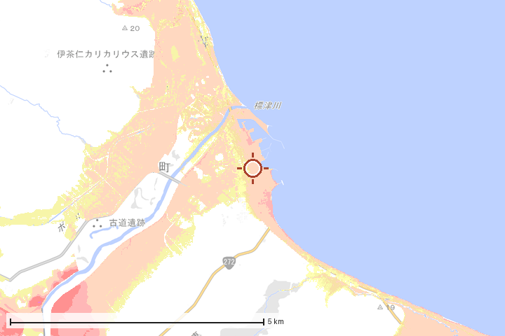 標津町周辺のハザード重ね図