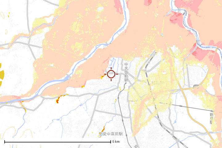 弘前市周辺のハザード重ね図