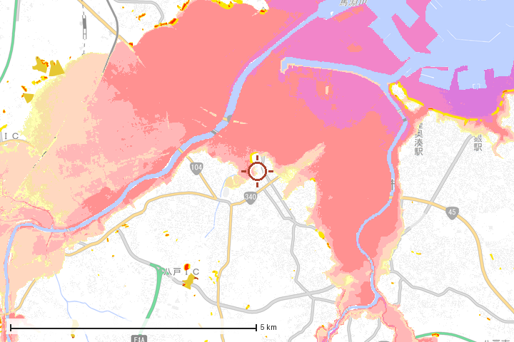 八戸市周辺のハザード重ね図