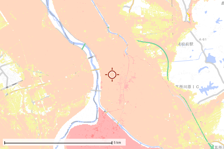 五所川原市周辺のハザード重ね図