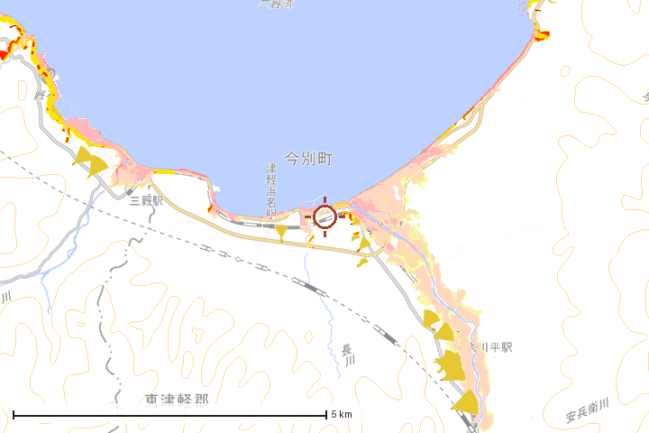 今別町周辺のハザード重ね図