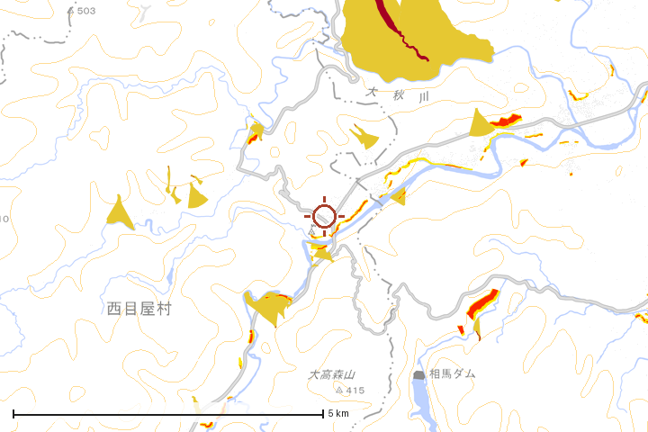 西目屋村周辺のハザード重ね図