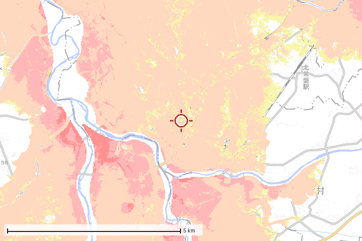 藤崎町周辺のハザード重ね図