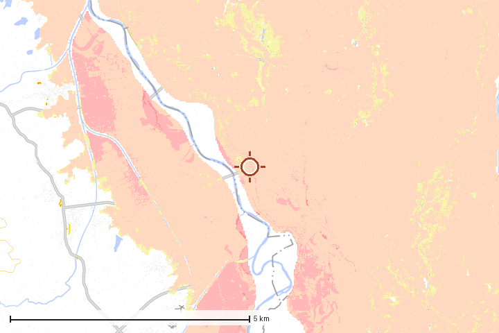 板柳町周辺のハザード重ね図