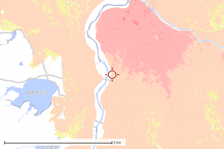鶴田町周辺のハザード重ね図