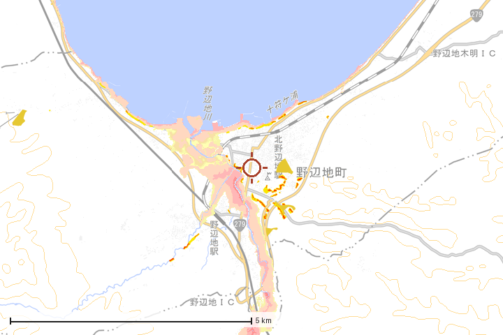 野辺地町周辺のハザード重ね図