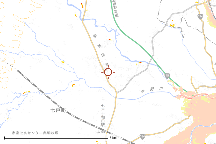 七戸町周辺のハザード重ね図