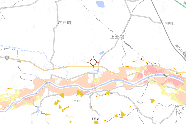 六戸町周辺のハザード重ね図